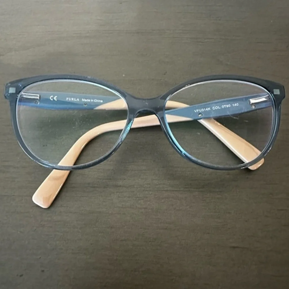 Furla Glasses Prescription Turquoise Tan Cream Eyeglasses Classic